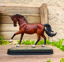 Western Equine Thoroughbred Pride Brown Chestnut Horse Figurine On Base 8"H