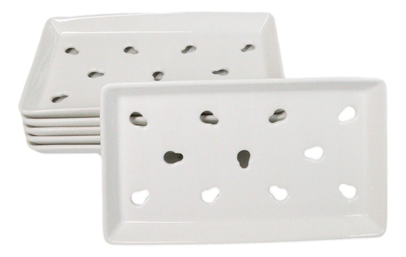 Pack Of 6 Ceramic White Neta Zara Sushi Case Plates With Drip Holes 9" By 5"