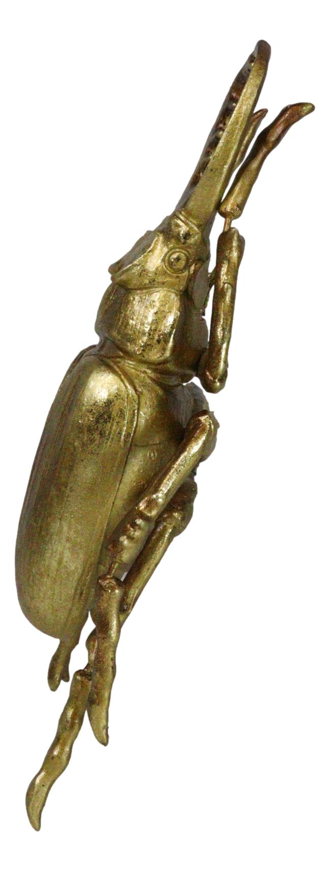 Medium Gold Resin Great Stag Horned Beetle Wall Decor Or Tabletop Figurine