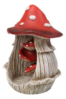 Fairy Garden Red Spotted Toadstool Mushroom Cottage Backflow Incense Burner