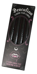 Set of 4 Witchcraft Ritual Spell Vampire Tears Dripping Pink Black Taper Candles