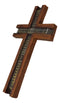 Rustic Western Wood Grain Pattern With Grey Silver Motif Faux Wooden Wall Cross