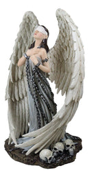 Captive Spirits Blindfolded Standing Angel Tied In Chains By Skulls Figurine