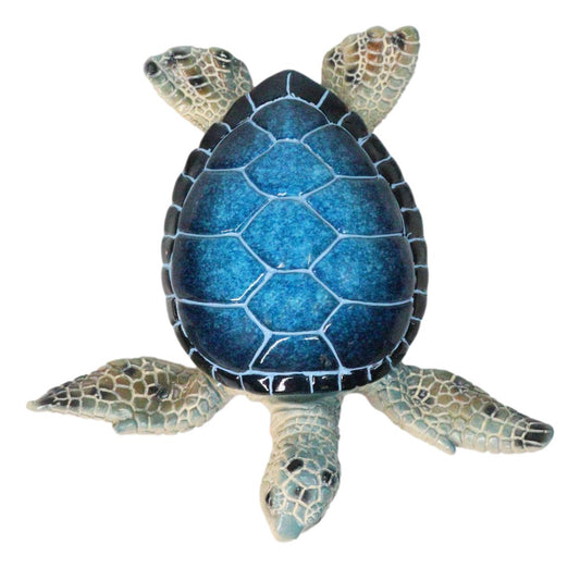 Marine Swimming Blue Shell Sea Turtle Decorative Jewelry Trinket Box Figurine