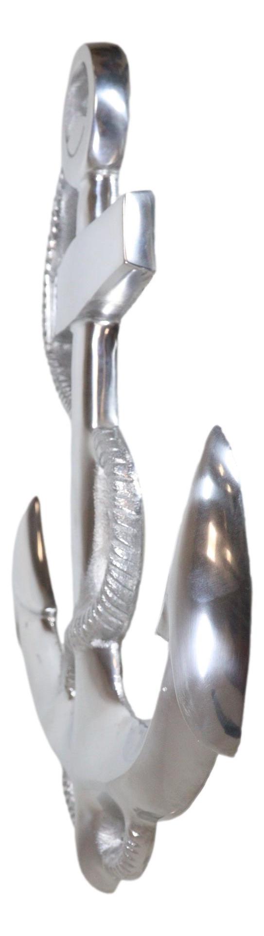 Nautical Ocean Marine Polished Aluminum Metal Ship Anchor Wall Decor Plaque 18"H