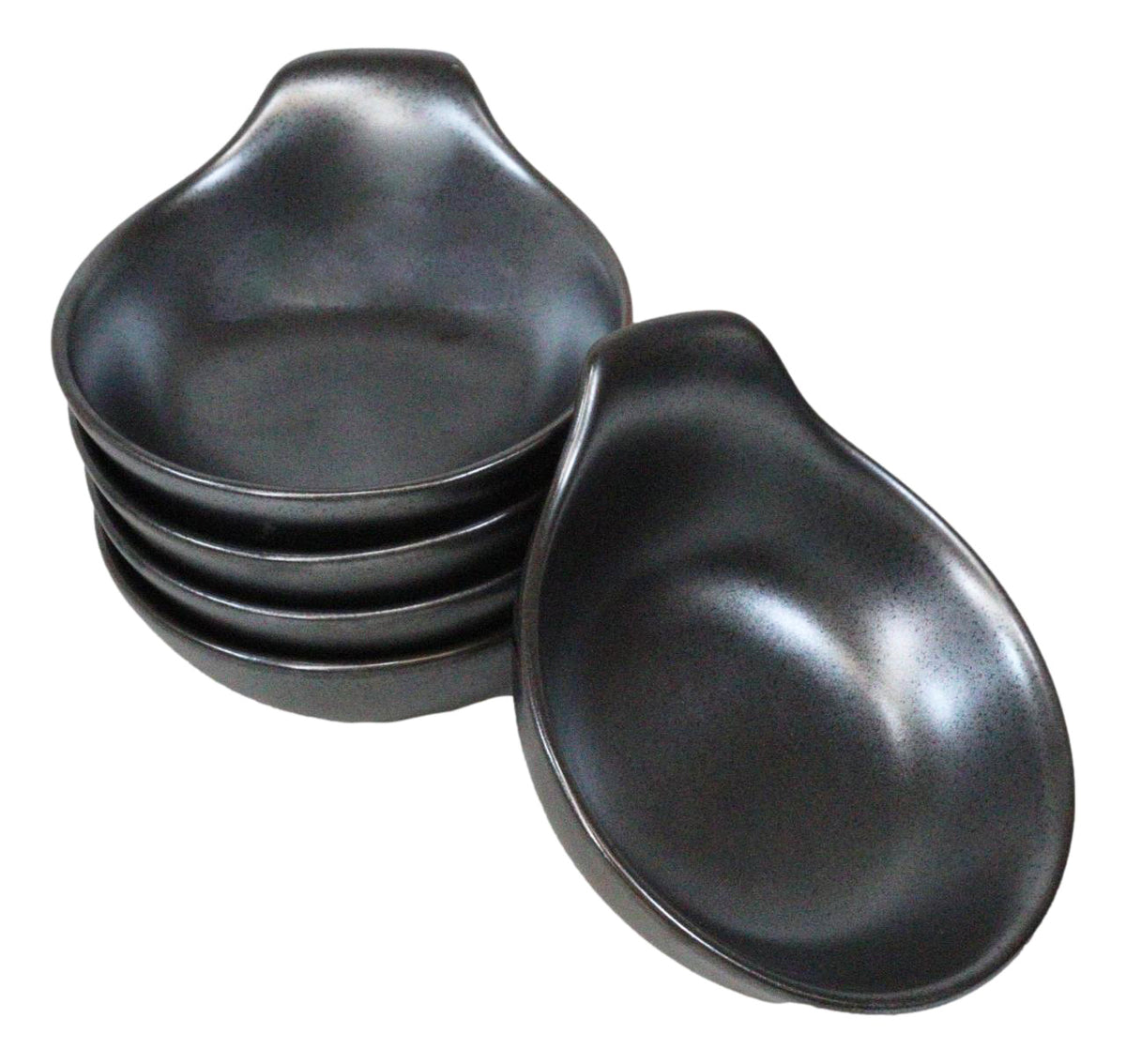 Pack Of 5 Tetsu Kesho Black Small Ponzu Sauce Miso Soup Bowls With Handle 5oz
