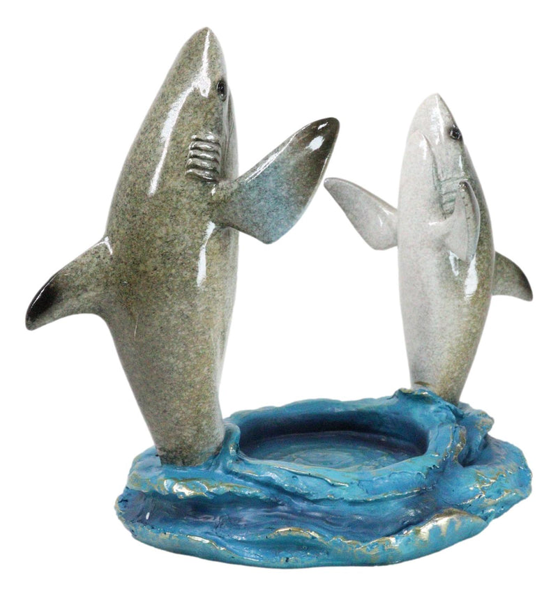 Ocean Marine Byron Bay Twin Great White Sharks Rising Above Water Wine Holder