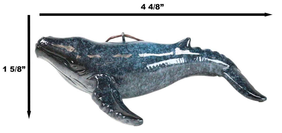 Set Of 6 Nautical Blue Humpback Whales Ocean Marine Wall Decor Tree Ornaments