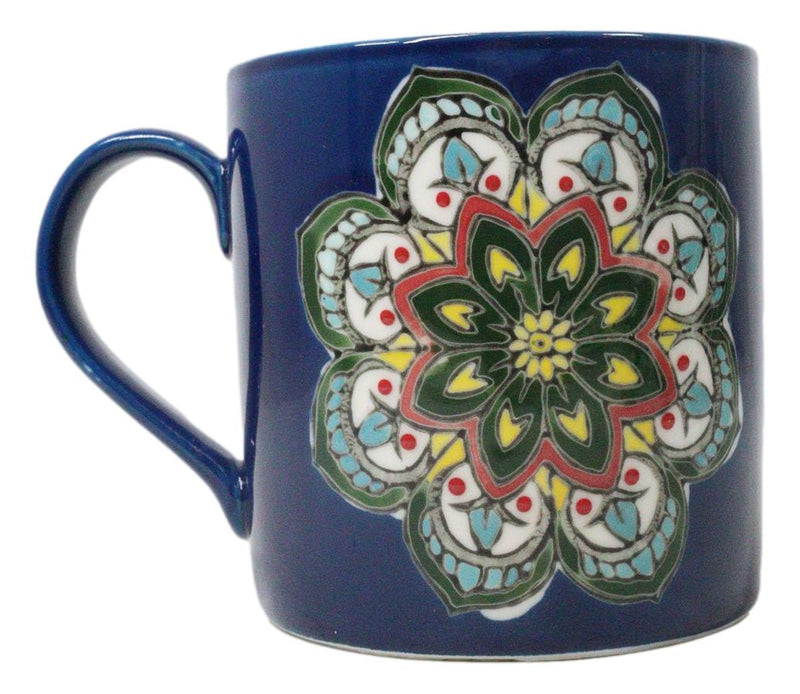 Indigo Ajna Eye Brow Chakra Zen Flower Of Life Mandala Circle Ceramic Mug Cup