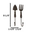 Pack of 2 Cast Iron Garden Hand Tool Fork and Trowel Wall Hooks For Coats Keys