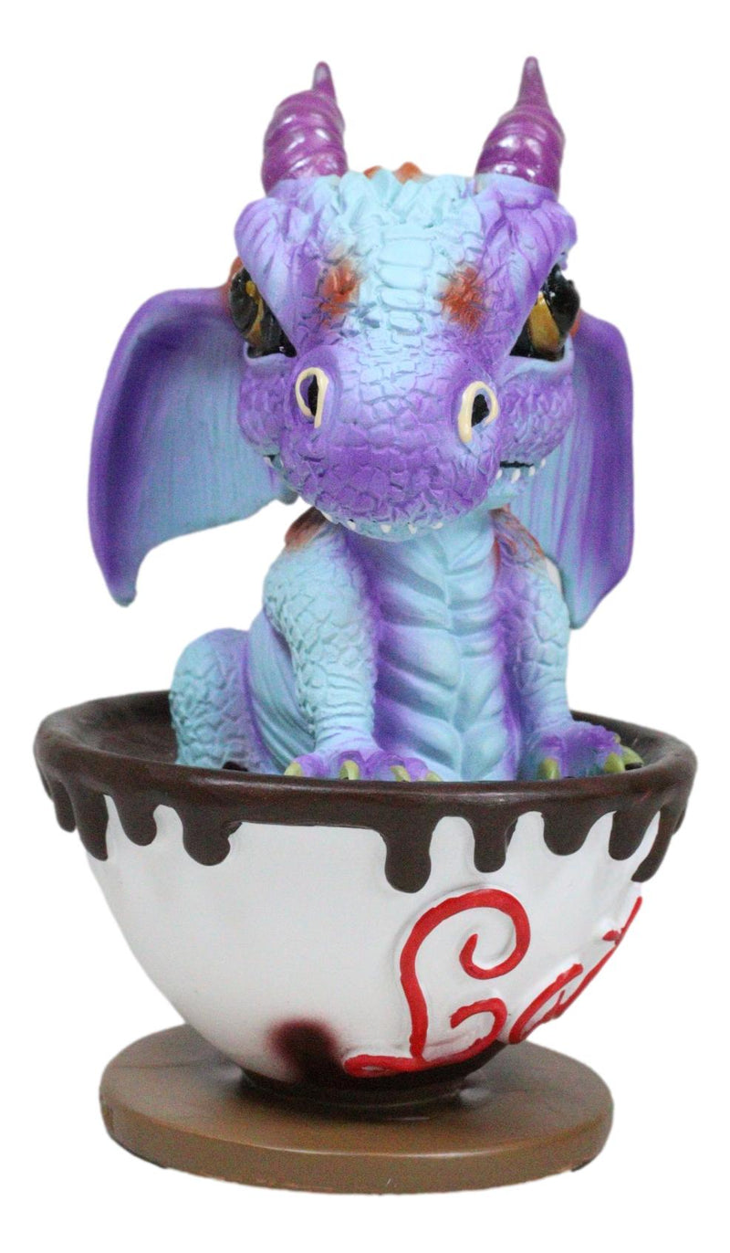 Fantasy Chocolate Latte with Eugene Baby Dragon In Beverage Saucer Cup Figurine