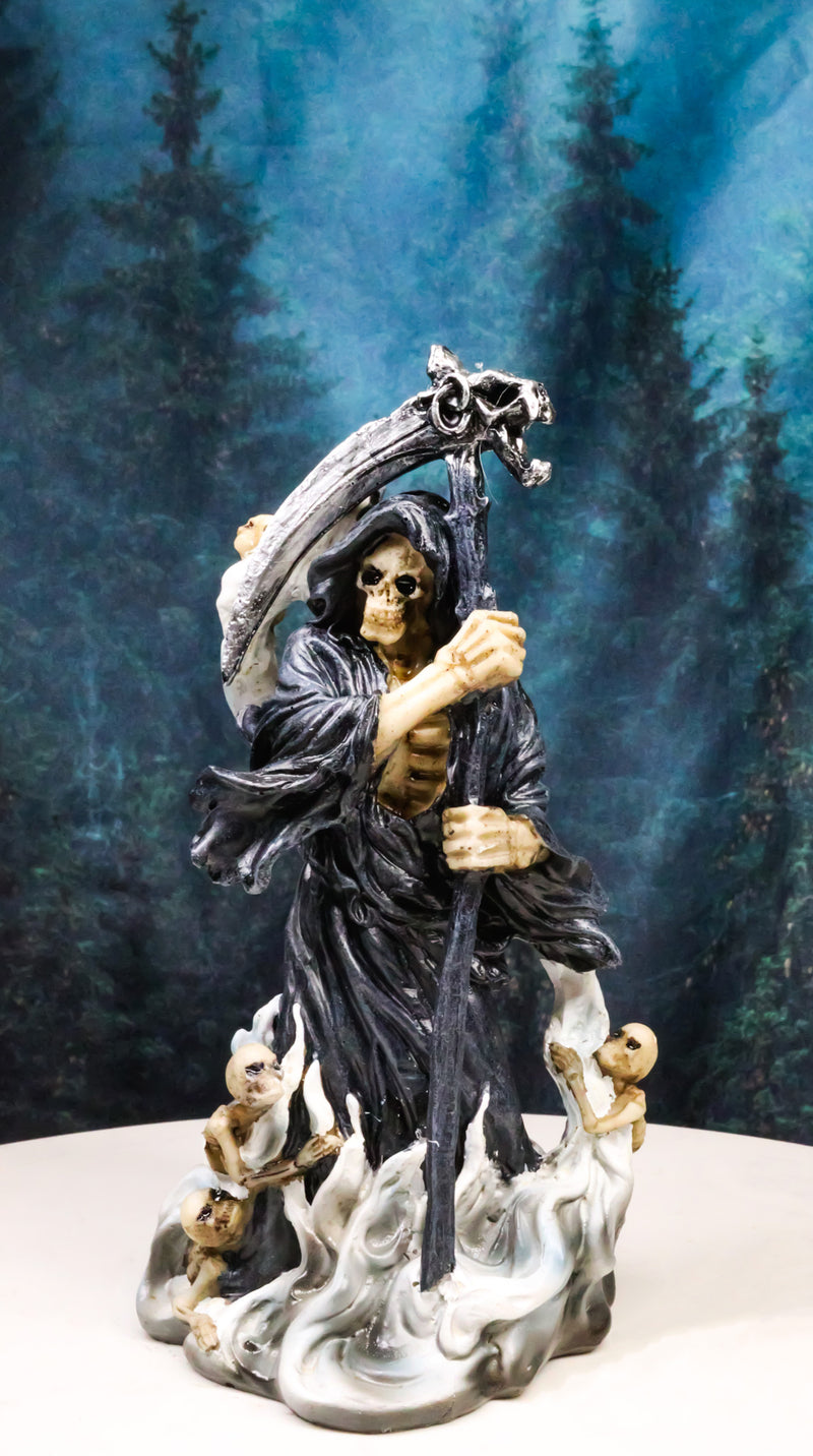 Black Death Plaque Grim Reaper Holding Scythe With Dead Soul Spirits Figurine