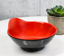 Pack Of 6 Red And Black Melamine Small Soup Salad Rice Bowls With Handle 5"L