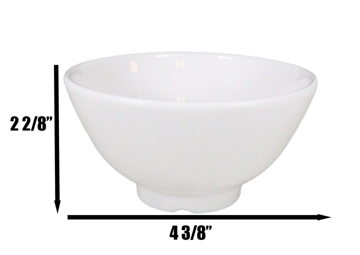 Modern White Jade Melamine Round Bowls 8oz For Rice Soup Salad Sauce Set Of 6