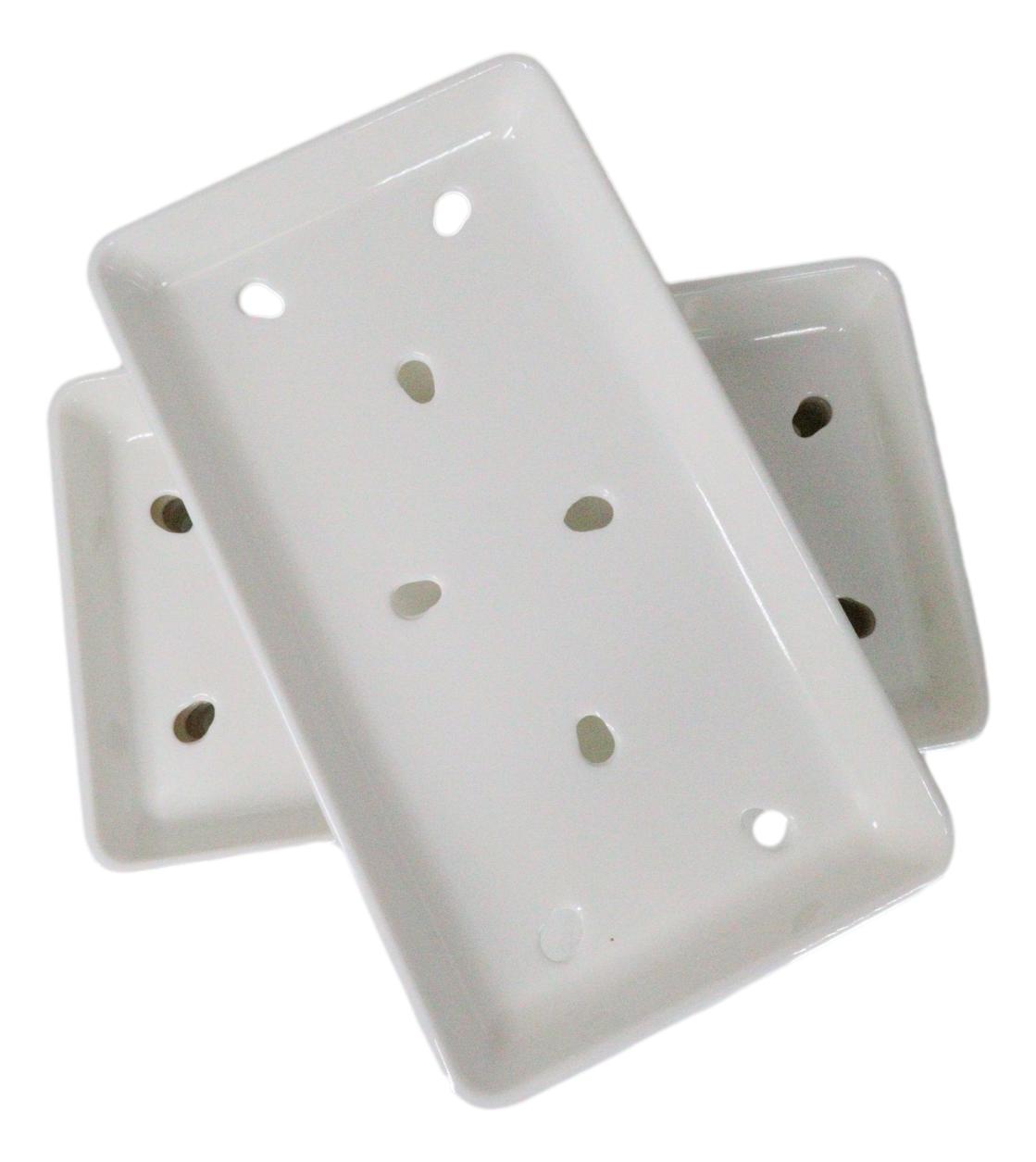 Pack Of 6 White Neta Zara Sushi Case Sashimi Plates With Drip Holes 8.5" By 5"