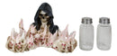 Grim Reaper Skeleton With Damned Souls Lake Of Fire Salt And Pepper Shakers Set