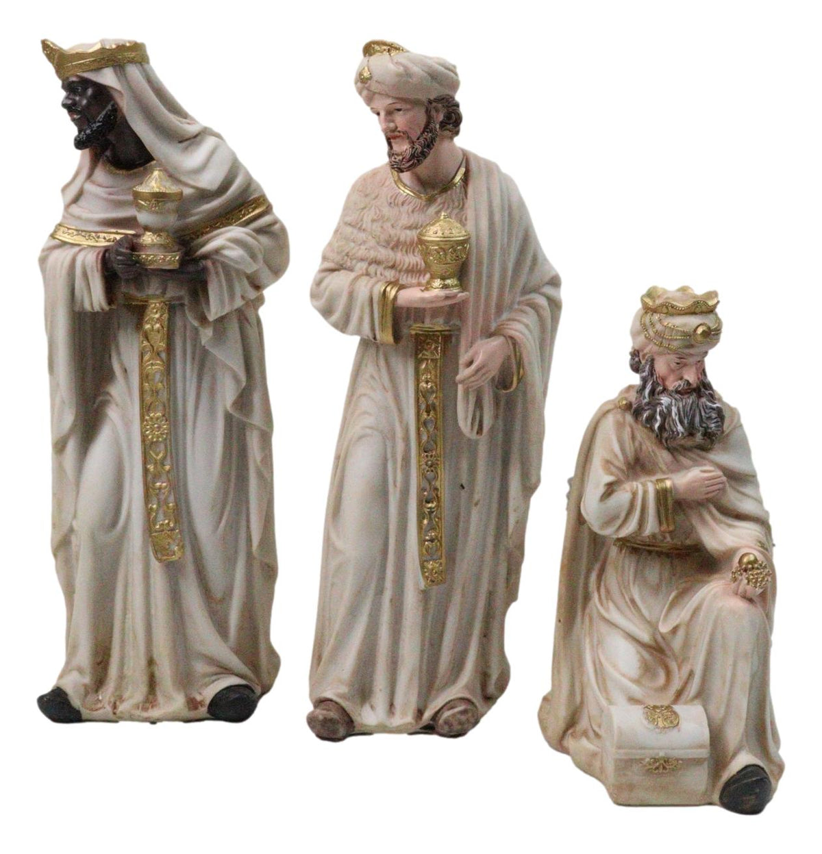 Christmas Nativity Mary Joseph Jesus Wise Men Angel 11 Pc Figurines Off White 8"
