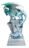 Winter White Dragon On Frozen Ice Cliff With LED Light Crystals Decor Figurine