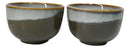 Olive Green White Sands Zen Fusion Reactive Glaze 32oz Teapot And 2 Tea Cups Set