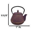 Traditional Oriental Tetsubin Purple Honeycomb Design Cast Iron Teapot 32oz
