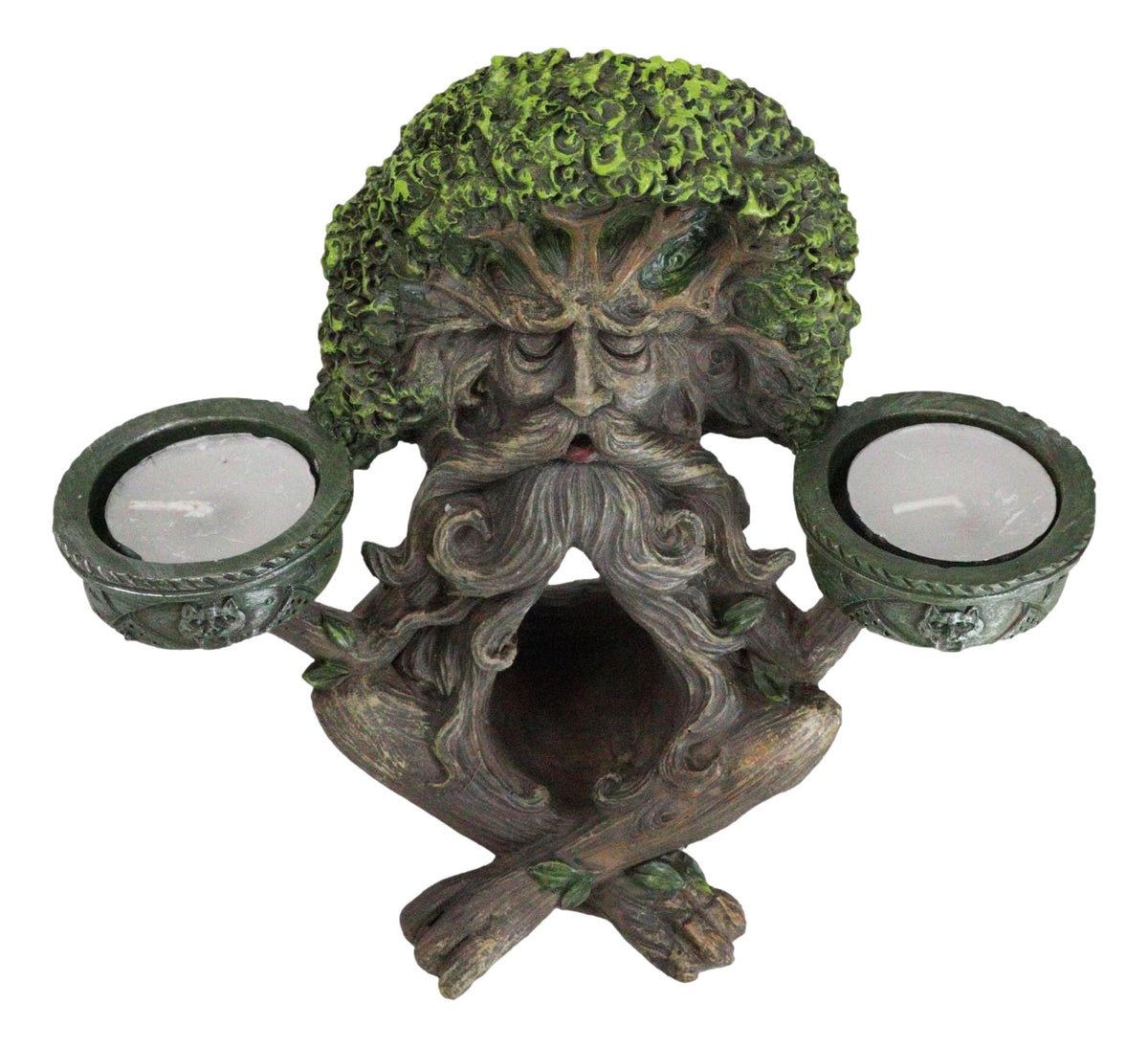Forest God Greenman Tree Ent Backflow Incense Burner And Candleholders Figurine