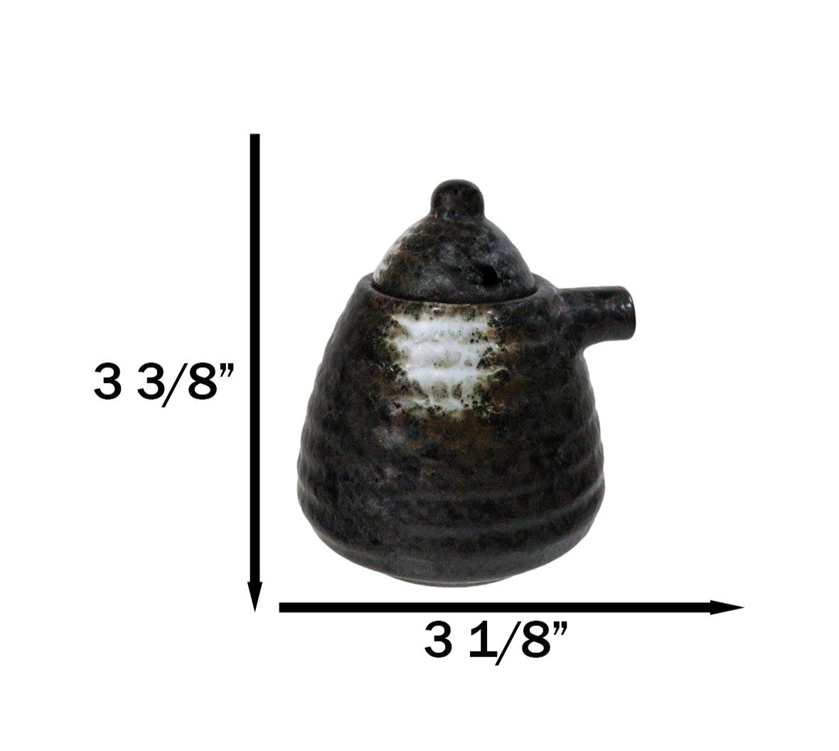 Set Of 6 Charcoal Grey Hakumu Tenmoku Porcelain Soy Sauce Shoyu Flask Dispensers