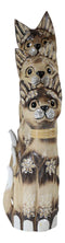 Balinese Wood Handicraft Striped Feline Cat Family Set of 3 Figurines 20"H