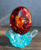 Red Dragon In Acrylic Glass Egg With Blue Crystals And LED Lava Rock Bases
