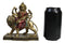 Hindu Goddess Durga Wearing Red Sari With Weapons Riding On Lion Figurine