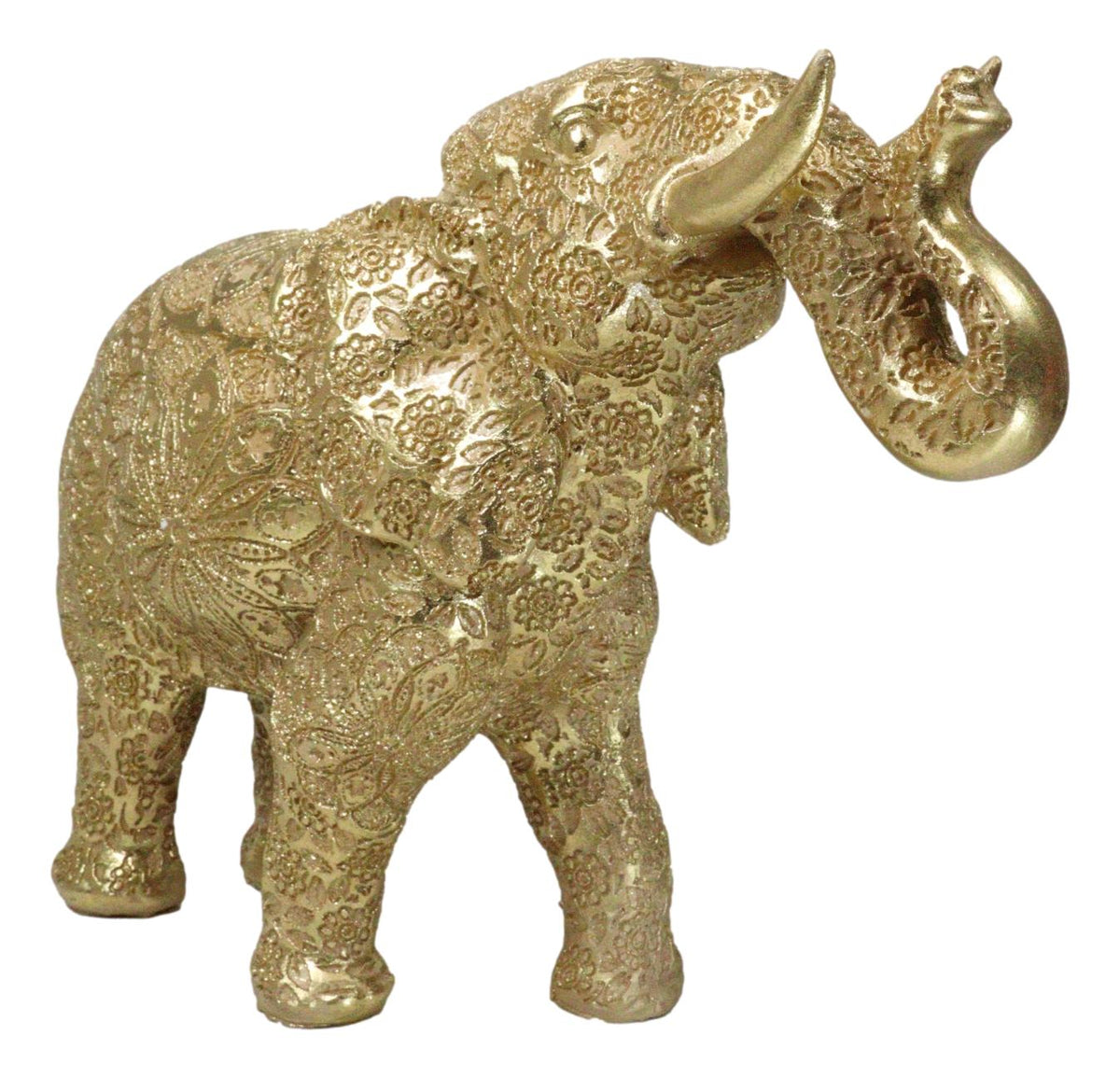 Large Feng Shui Royal Gold Ornate Mandala Design Elephant With Trunk Up Figurine - Ebros Gift