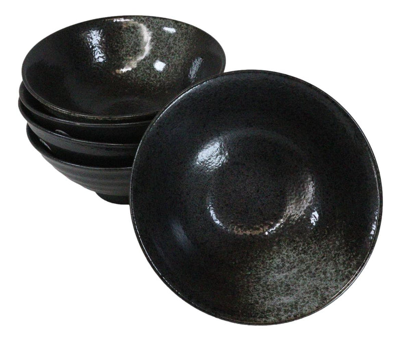 Pack Of 5 Charcoal Grey Tone Hakumu Collection Large Ramen Soup Dinner Bowl 40oz