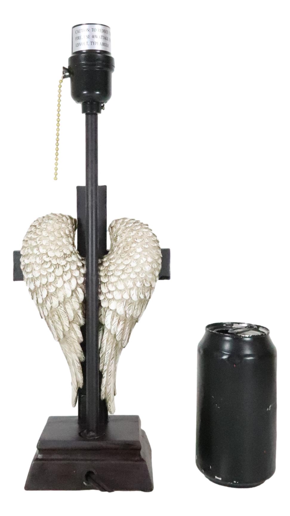Country Rustic Western Old Faithful American Flag Silver Angel Wings Table Lamp - Ebros Gift