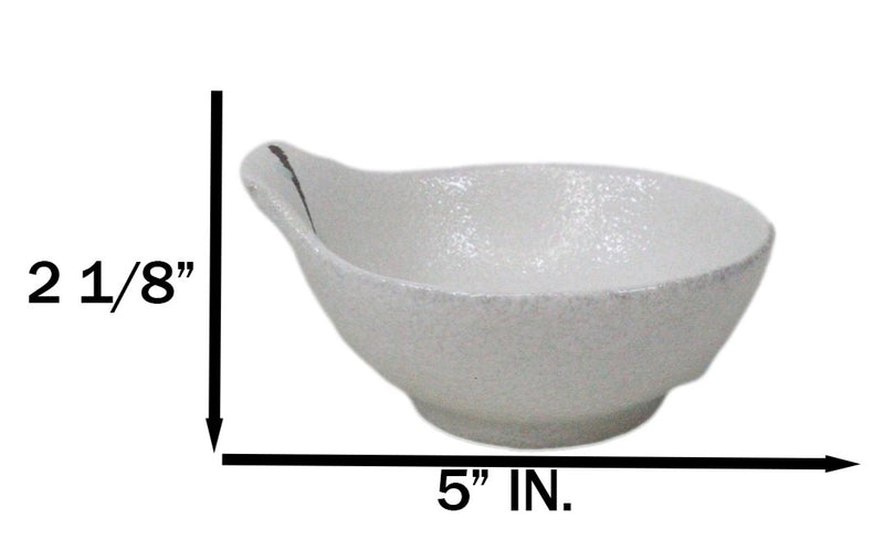 Pack Of 5 Yukino Hana Ceramic Ponzu Sauce Soup Shallow Bowls With Handle 5oz