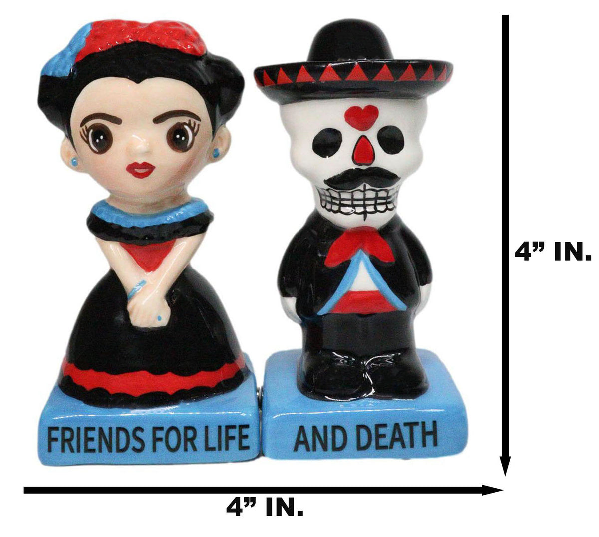 Day Of The Dead Friends For Life & Death Sugar Skull Dancers Salt Pepper Shakers
