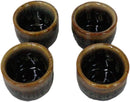 Glazed Ceramic Brown White Waterfall Japanese Sake Tokkuri Flask And 4 Cups Set
