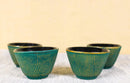 Pack Of 4 Green With Gold Hues Cast Iron Tetsubin Textured Tea Cups 3oz