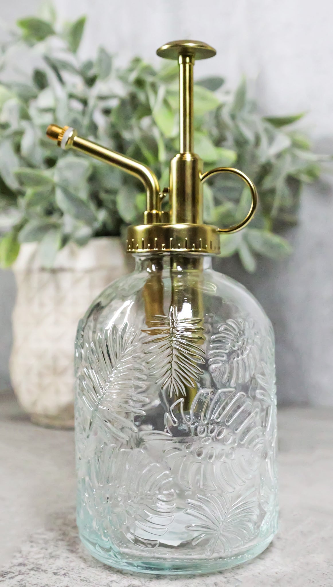 Ribbed Glass Floral Vintage Home Botanical Flowers Plant Mister Spray Ornament