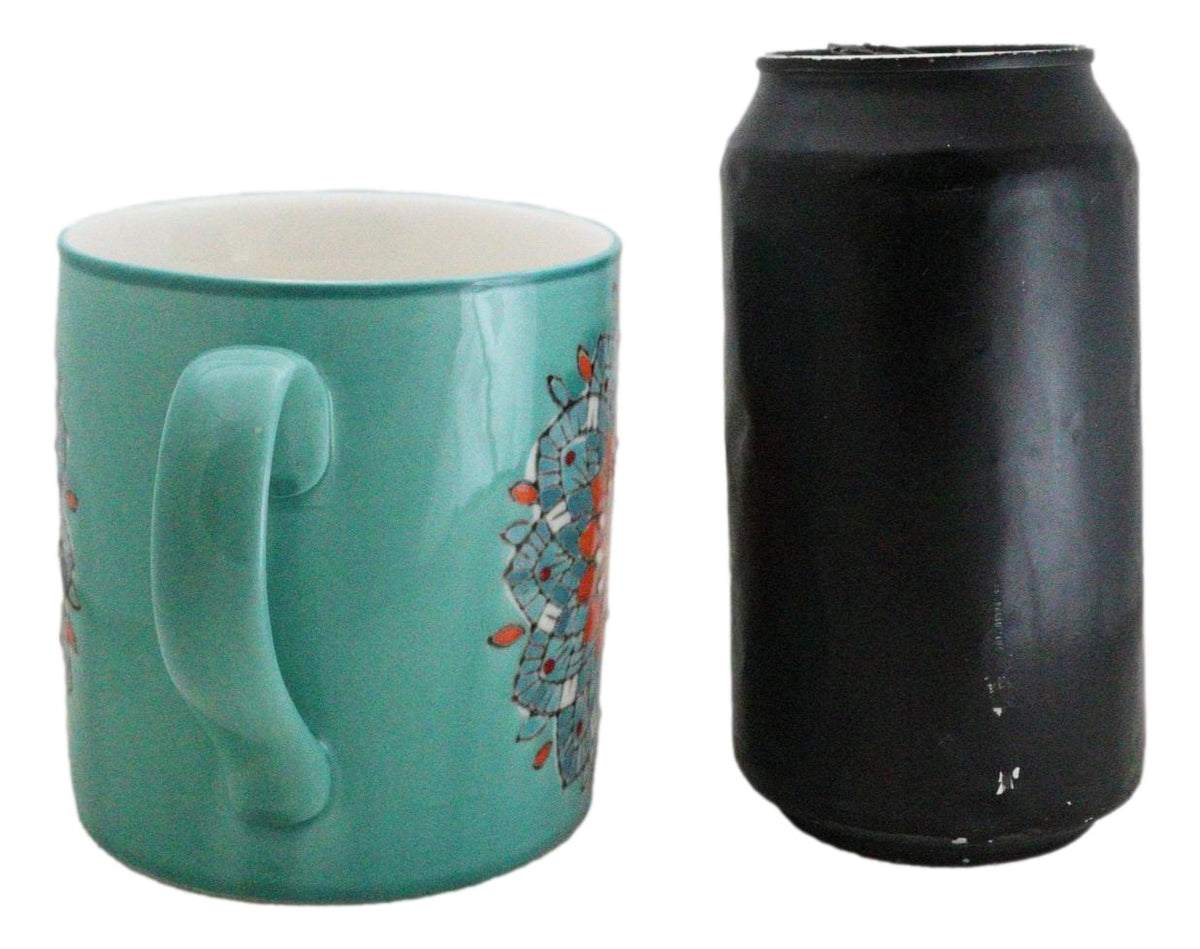 Green Anahata Heart Chakra Zen Flower Of Life Mandala Circle Ceramic Mug Cup