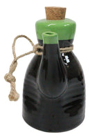 Set Of 6 Green Black Calligraphy Shoyu Tenmoku Porcelain Soy Sauce Flask 7oz