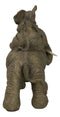 Safari Savanna Whimsical Elephant Father And 2 Calves On Piggyback Figurine 5"H