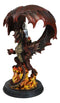 Red Hell Fire Flame Volcano Dragon Table Lamp With Towering Canopy Wings Statue
