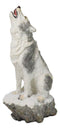 Woodlands Wildlife Mystical Alpha Snow Arctic Wolf Howling At The Moon Figurine