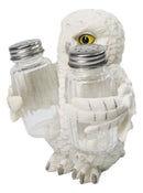Wisdom Of The Woods Snowy White Owl Salt and Pepper Shakers Holder Set 5.5"H