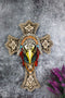 Southwestern Rustic Native Tribal Raven Crow Skull Headdress Roach Wall Cross