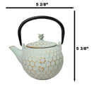 Mint Green Rustic Honeycomb With Bee Petite Cast Iron Teapot 10oz Tea Pot