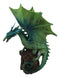 Green Terra Wyvern Monarch Dragon Perching On Medieval Castle Tower Figurine