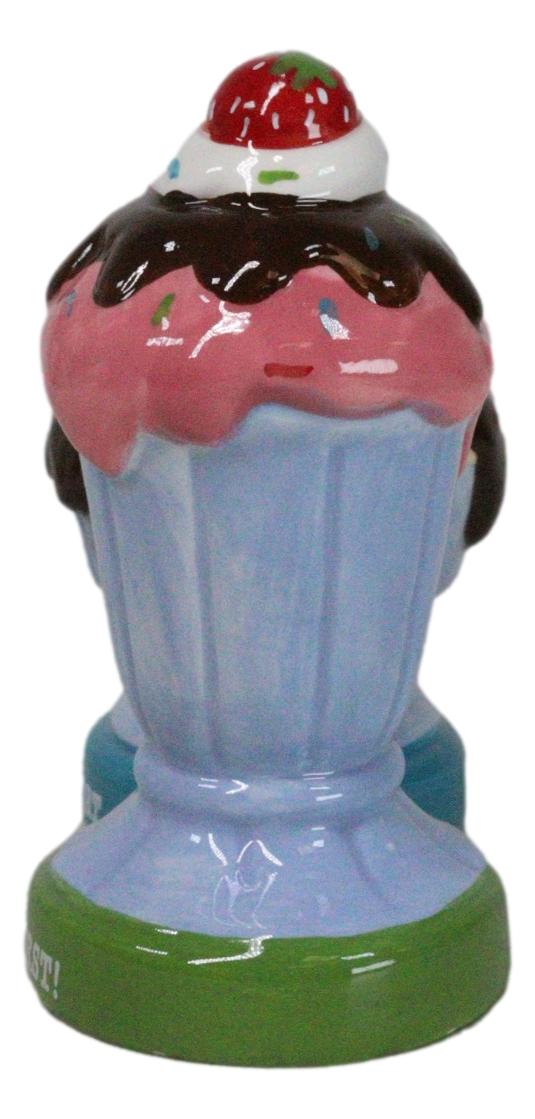 Dessert Ice Cream Fudge Sundae With Cherries Ceramic Salt and Pepper Shaker Set