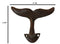 Set of 2 Cast Iron Nautical Baleen Blue Whale Tail Wall Coat Hooks Rust Bronze