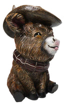 Scottish Highlands Cattle Cow Turquoise Ornament Cowboy Hat and Scarf Figurine