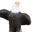 Large 21"H American Pride Bald Eagle Perching On Tree Stump Statue Patriotic Art